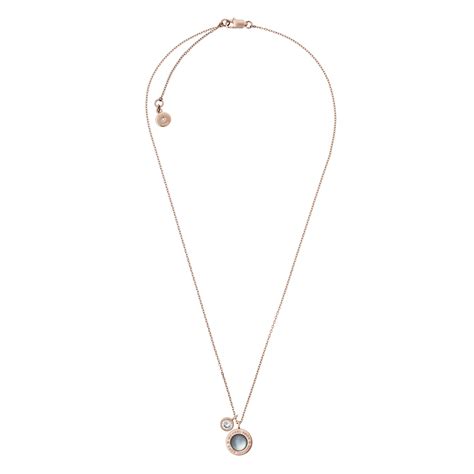 Michael Kors Rose Gold Mother Of Pearl Logo Pendant D